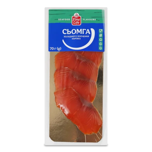 Лосось Нарізка В/К Вищого Ґатунку, Вакуумна Упаковка, 70г