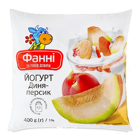 Йогурт Фанні диня персик 1% п/е, 400г
