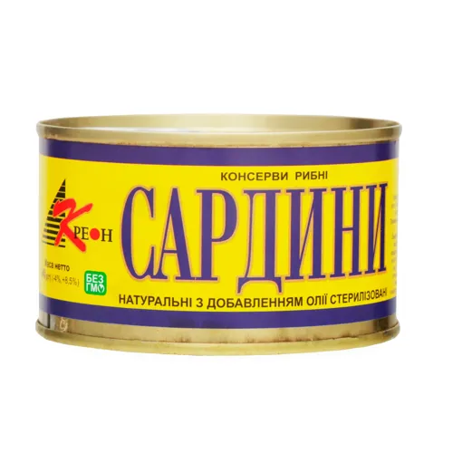 Сардини натуральні з додаванням олії стерилізовані Креон з/б 240г