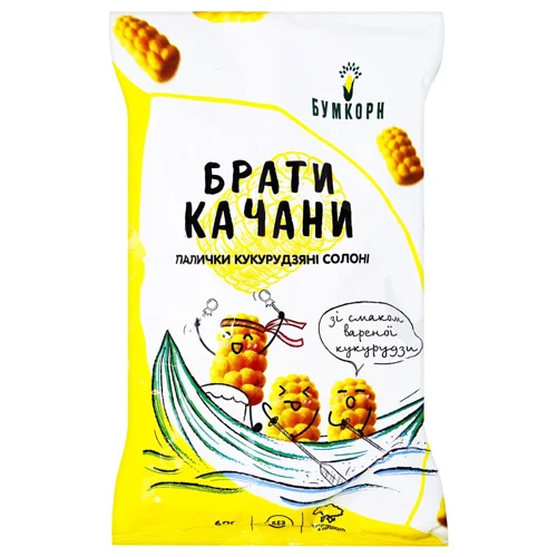 Палички кукурудзяні Бумкорн Брати качани солоні зі смаком вареної кукурудзи 60г