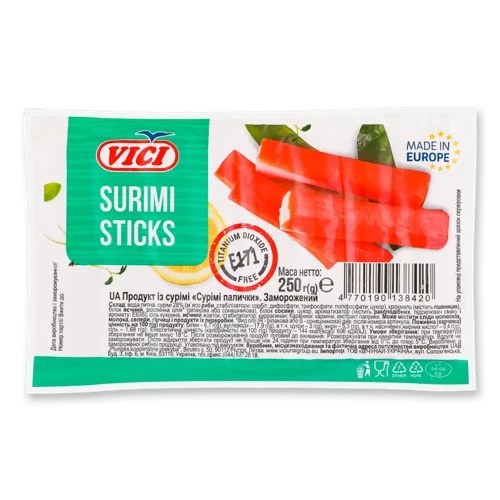 Сурімі Палички Заморожені Вищого Ґатунку, в/к, 250г