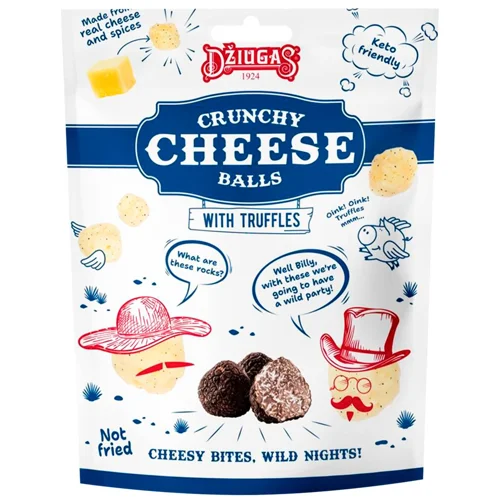 Кульки з хрусткого, сушеного сиру DZIUGAS з чорним трюфелем 45% 40 г 40 г