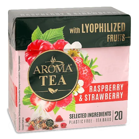 Чай чорний Aroma Tea з малиною і полуницею, 20*2г/уп