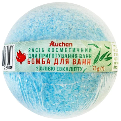 Бомба Auchan для ванн з олією евкаліпту 75г
