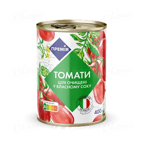 Томати «Премія»® цілі очищені, 400г