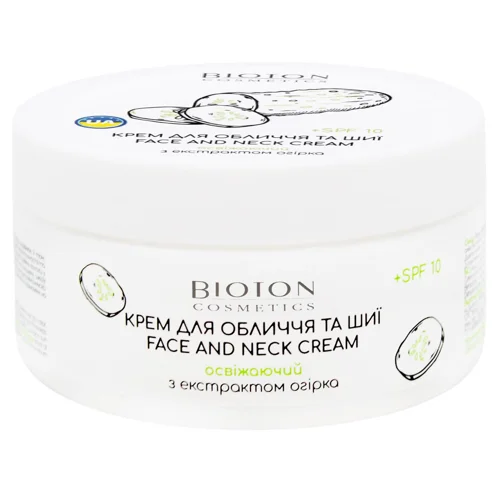 Крем для обличчя та шиї Bioton Cosmetics Освіжаючий з екстрактом огірка SPF 10 100мл