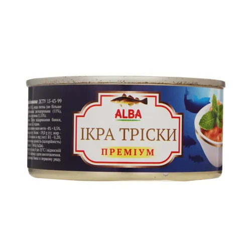 Ікра тріски Преміум Alba Food ж/б 185г