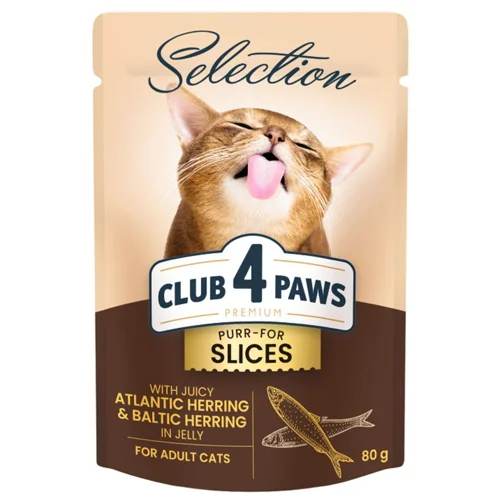 Корм вологий Club 4 Paws Premium Selection з оселедцем та салакою для котів 80г