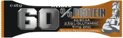 Протеїновий батончик Weider 60% Protein bar 45г Солоний арахіс-Карамель