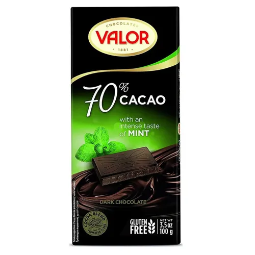 Шоколад чорний Valor з м’ятою 70%, 100г