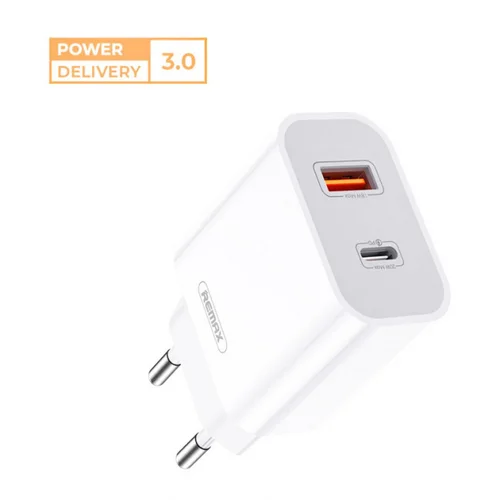 Зарядний пристрій Remax Surie Series 20W PD + QC Fast Charger White RP-U68