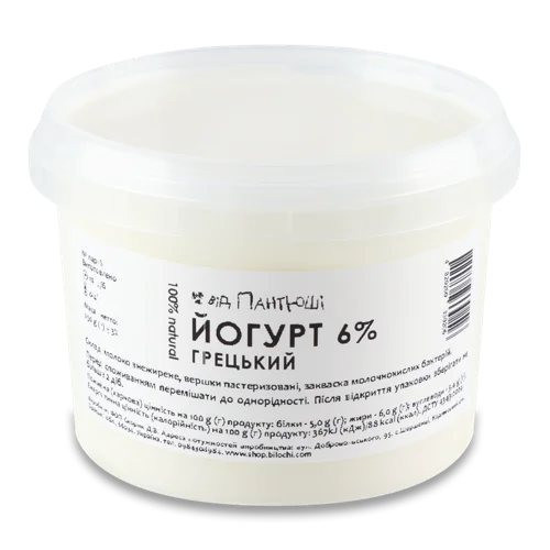 Йогурт Грецький 6% Від Пантюші, п/у, 290г