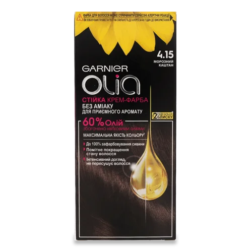 Крем-фарба Для Волосся Стійка Без Аміаку Olia №4.15 Garnier, 1шт