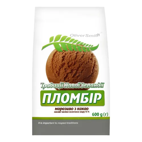 Морозиво 15% пломбір з какао Традиції Нової Зеландії Oliver Smith м/у 600г