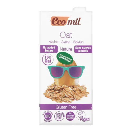 Молоко рослинне органічне безглютенове із овса Ecomil т/п 1л