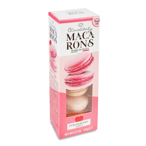 Тістечка З Начинкою З Полуницею Strawberry Love Macarons Chocolitaly, к/у, 90г