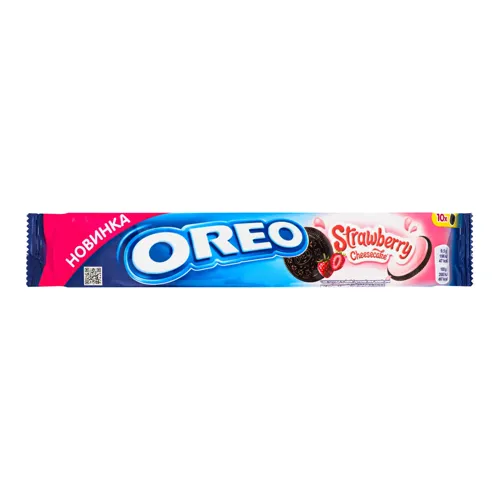 Печиво з какао та кремовою начинкою Strawberry Cheesecake Oreo м/у 95г