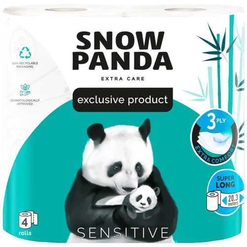Туалетний папір Snow Panda Sensitive 3-шаровий 4шт