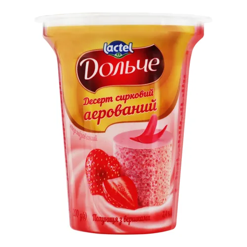 Десерт сирковий аерований 3,4% з наповнювачем полуниця з вершками 200г