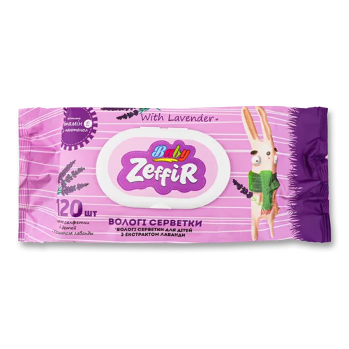 Вологі Серветки З Екстрактом Лаванди Baby Zeffir, 120шт
