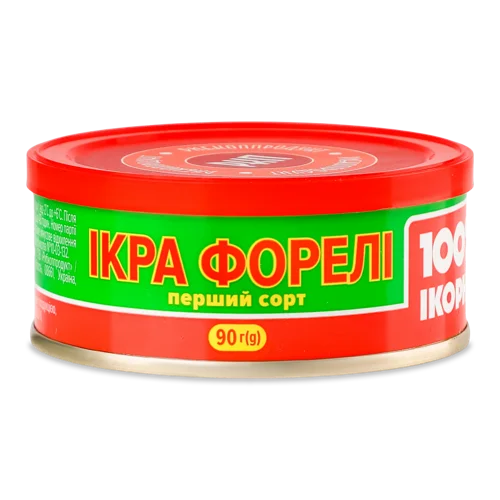 Ікра Лососева Зерниста Форелі Вищого Ґатунку, з/б 90г