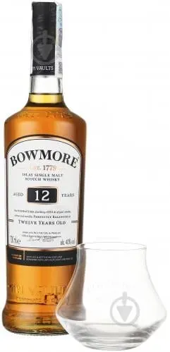 Набір Віскі односолодовий Bowmore 12 yo 0.7л + келихи у коробці