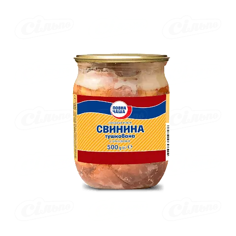 М'ясо тушковане «Повна Чаша»® свинина вищого ґатунку, 500г