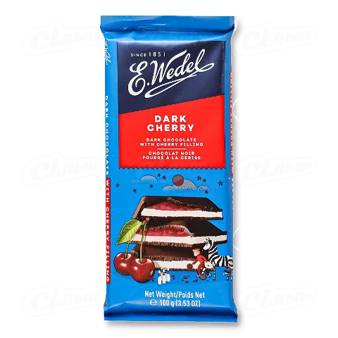 Шоколад чорний «E.Wedel» з вишневою начинкою, 100г
