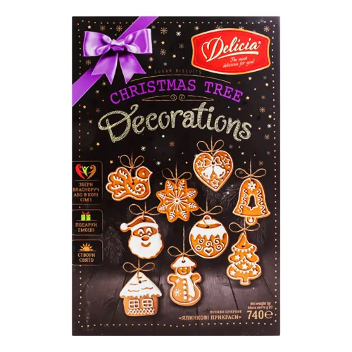 Печиво цукрове Ялинкові прикраси Delicia к/у 740г