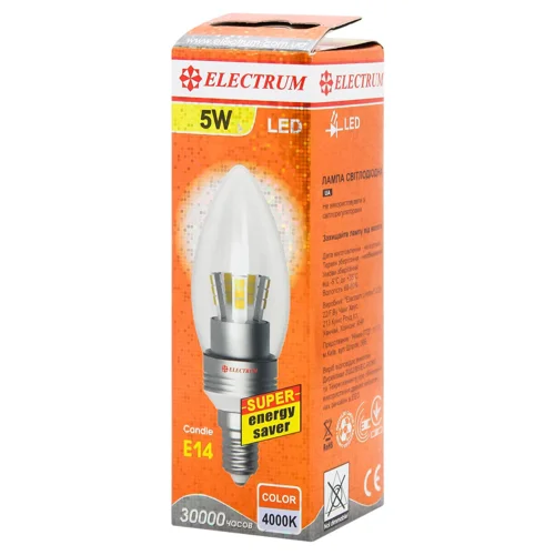 Лампа світлодіодна Electrum прозора 5W LС-30 Е14 4000К