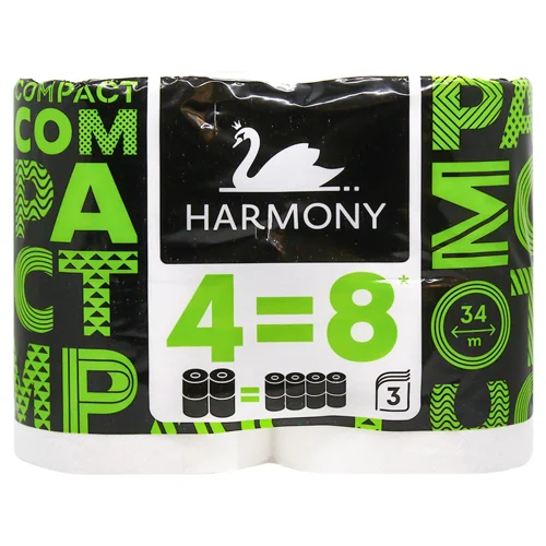 Туалетний папір Harmony Compact 3-шаровий 4шт