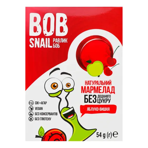 Мармелад натуральний Яблуко-вишня Bob Snail 54г