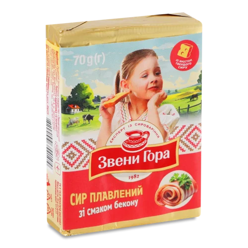 Сир Плавлений Вищого Ґатунку 36% Порційний Зі Смаком Бекону, м/у 70г