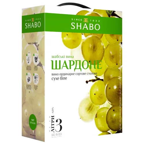 Вино Shabo Шардоне біле сухе ординарне столове сортове 13% 3л