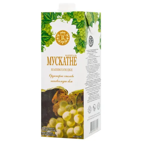 Вино Марінталь Мускатне біле напівсолодке 9-13% 1л