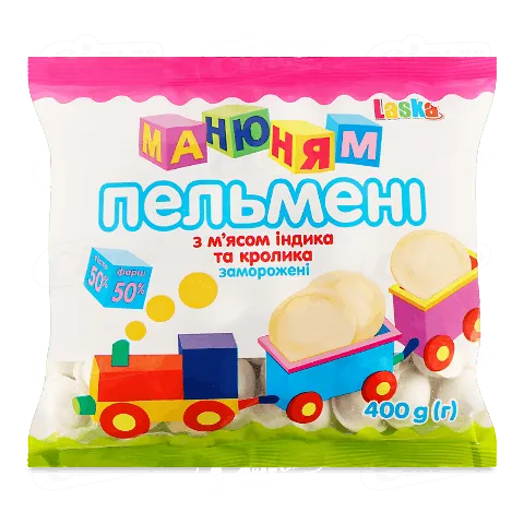 Пельмені Laska «Маню-ням» з м'ясом індика та кролика, 400г