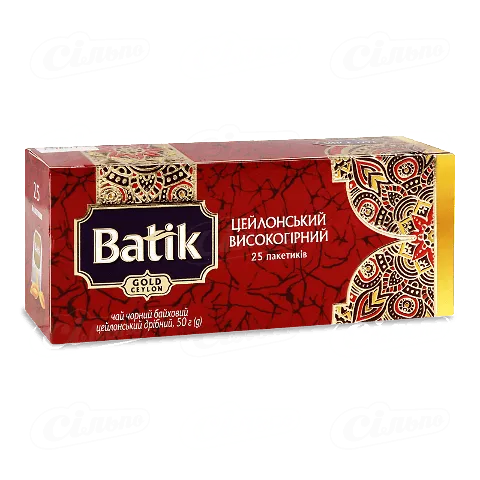 Чай чорний Batik Gold цейлон високогірний дрібний, 25*2г