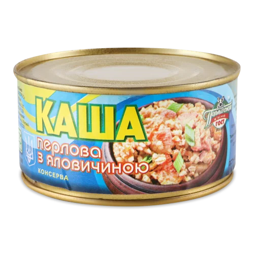 Каша Перлова З Яловичиною Полтавський М'ясний Гост, Залізна Банка, 325г