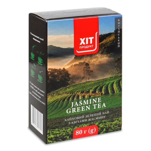 Чай Зелений Байховий Листовий Ароматизований З Квітами Жасмину, к/у 80г