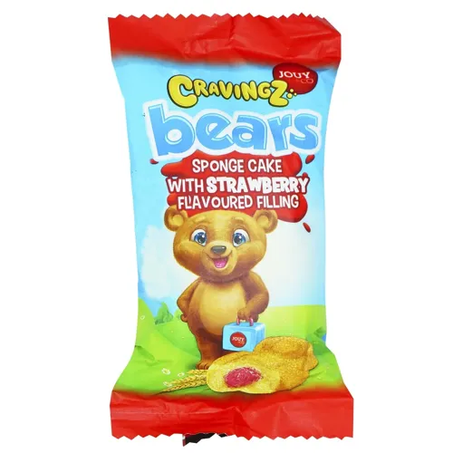 Тістечко Jouy-Co Cravingz Bears бісквітне з полуничним кремом 45г