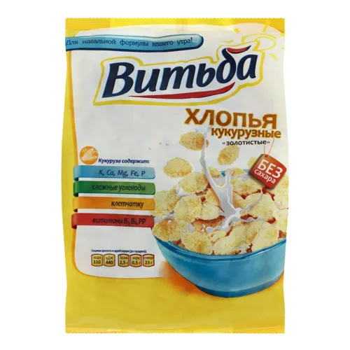 Пластівці кукурудзяні без цукру Золотисті Витьба м/у 330г