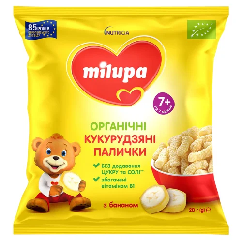 Палички кукурудзяні Milupa з бананом від 7 місяців 20г