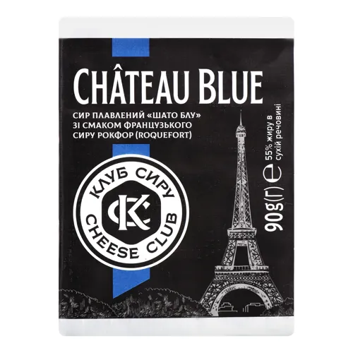 Сир плавлений 55% зі смаком французького сиру Рокфор Chateau Blue Клуб Сиру м/у 90г