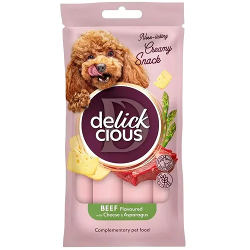 Ласощі для собак Delickcious з яловичиною, сиром та спаржею 4шт х 15г