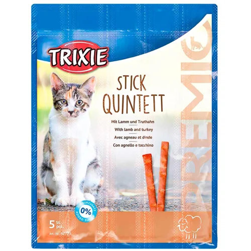 Ласощі для котів Trixie Premio Stick Quintett з ягням та індичкою палички 5шт х 5г