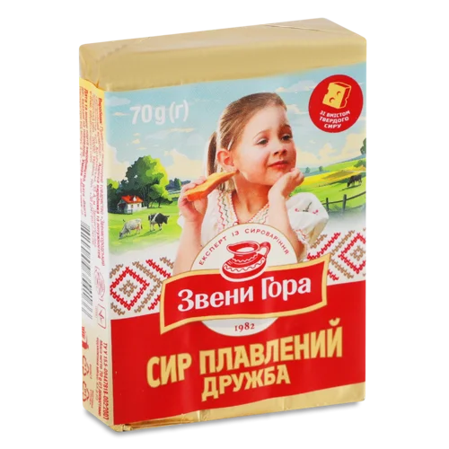 Сир Плавлений Вищого Ґатунку 36% Порційний Дружба Звени Гора, 70г