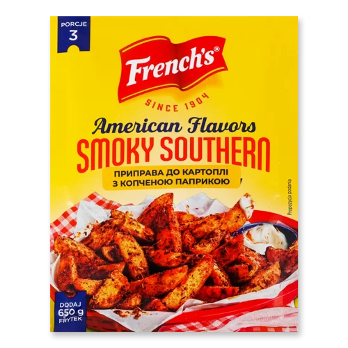 Приправа До Картоплі З Копченою Паприкою Smoky Southern American Flavors French's, в/к, 15г
