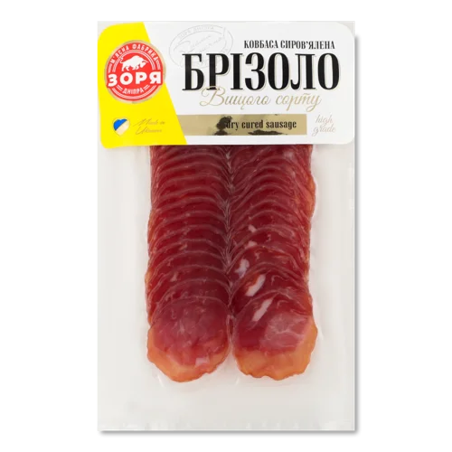 Ковбаса Сиров'ялена Нарізка Брізоло Зоря Дніпра, 0.08 кг