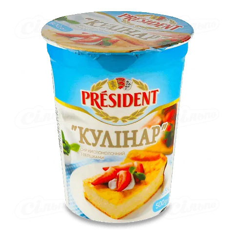 Сир кисломолочний President Кулінар з вершкам 6.5%, 500г