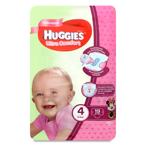 Підгузки Для Дівчаток Ultra Comfort Huggies, 8-14 кг, 19 шт, Вищий ґатунок